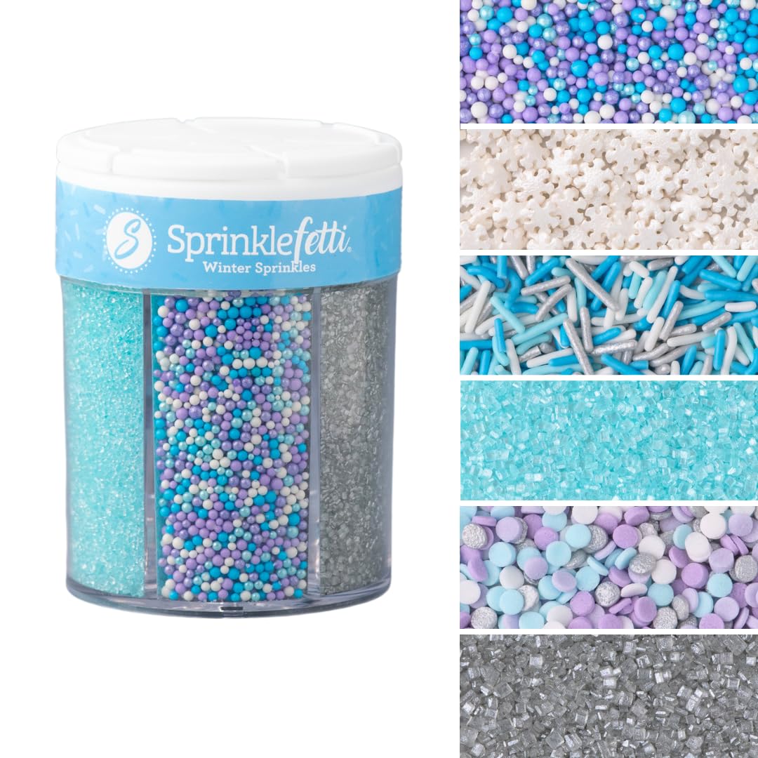 Sweets Indeed Christmas Sprinkles, Snowflake Edible Sprinkle Mix, Winter, Perfect for Baking and Decorating Cakes, Cookies, and Cupcakes
