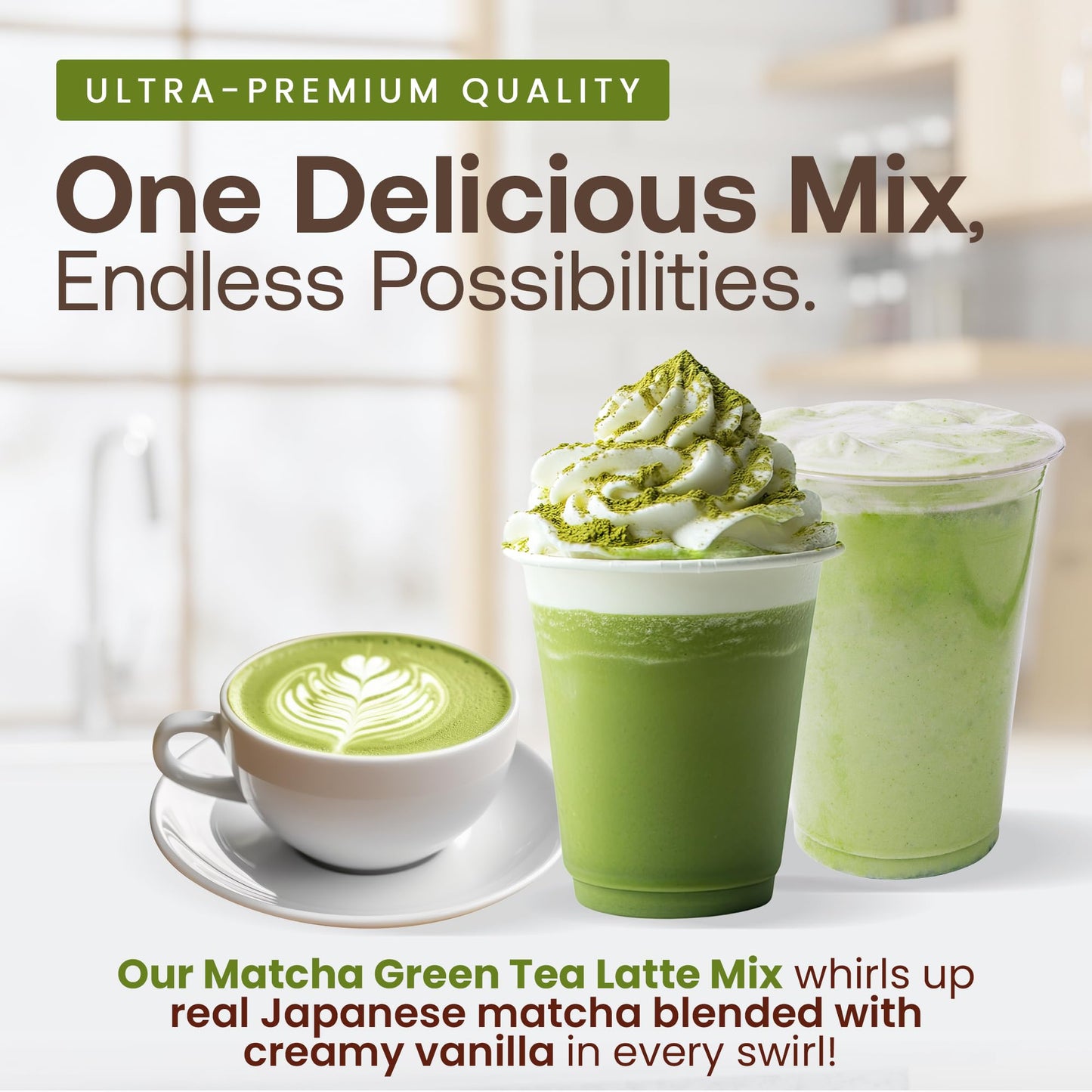 Dr. Smoothie Matcha Green Tea Latte, No Artificial Additives, 51mg Caffeine, 56 Ounce, 30 Servings