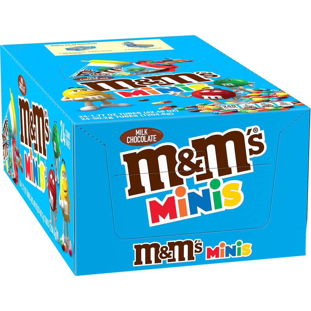 M&MS Milk Chocolate MINIS Size Candy 1.77-Ounce Tube 24-Count