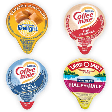 Variety Pack Creamers Liquid Creamer Singles Coffee Cream, French Vanilla, Original, Half-Half & Caramel Macchiato - No Refriger
