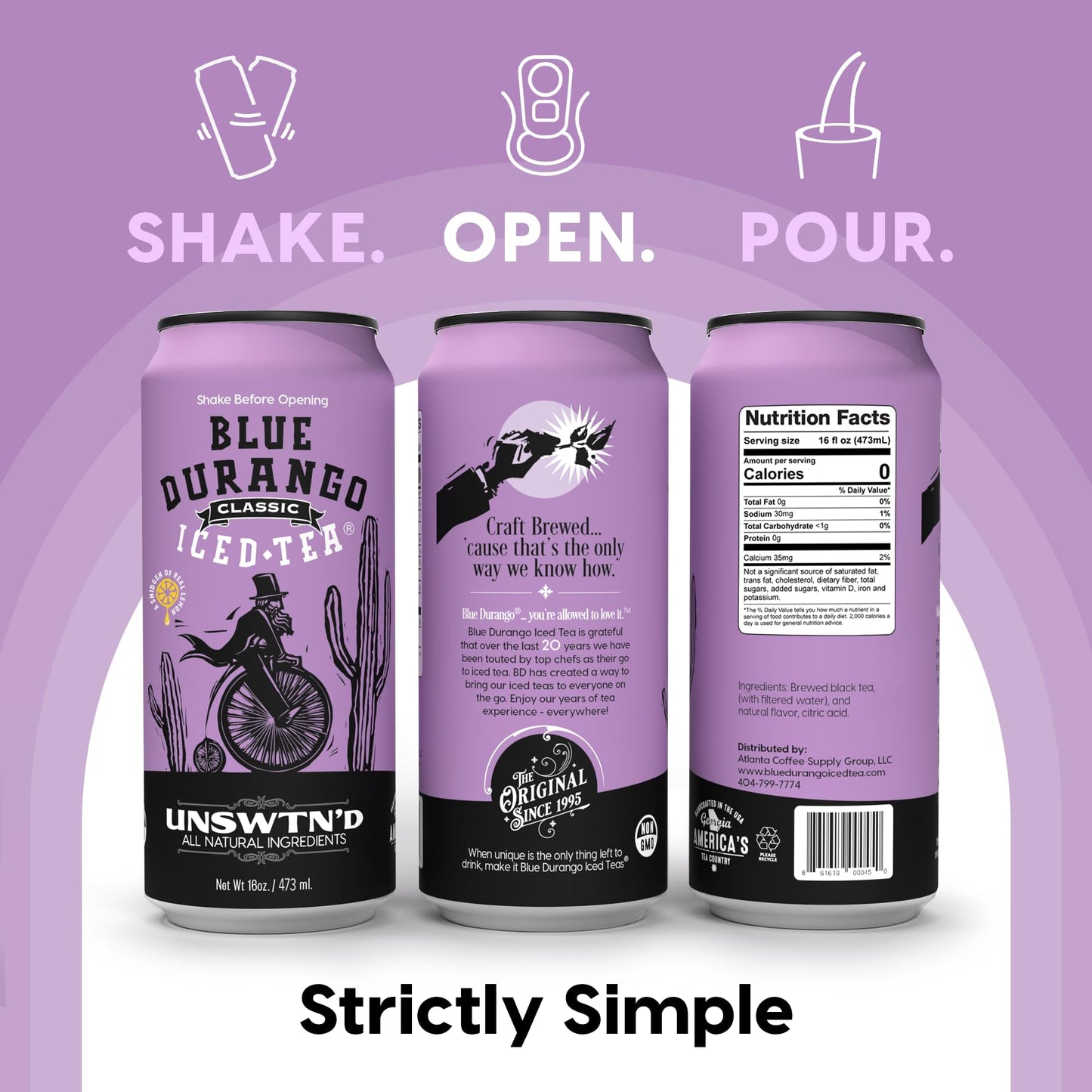 Blue Durango Iced Tea - Unsweetened Classic - Black Tea - Non-GMO, Gluten-Free - Zero Sugar Ice Tea - Natural Ingredient Ice Dri
