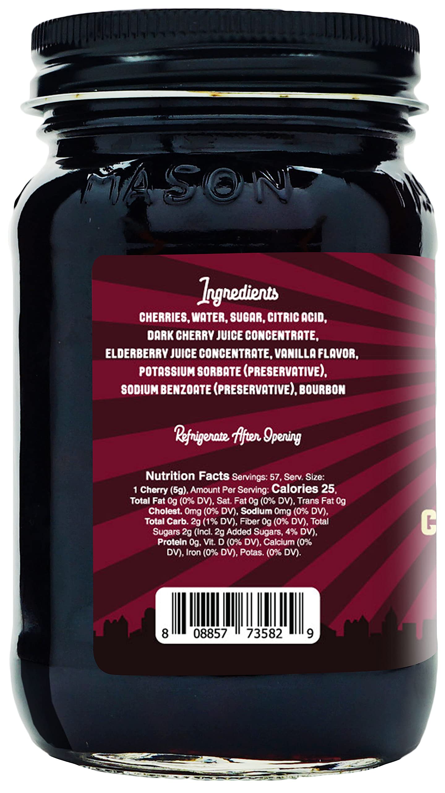 Barrel Roll Bar Essentials Cocktail Cherries - spirit-inspired flavor-Infused Dark Cherries, 16oz Jar, USA-Made Garnish for Drinks and Desserts