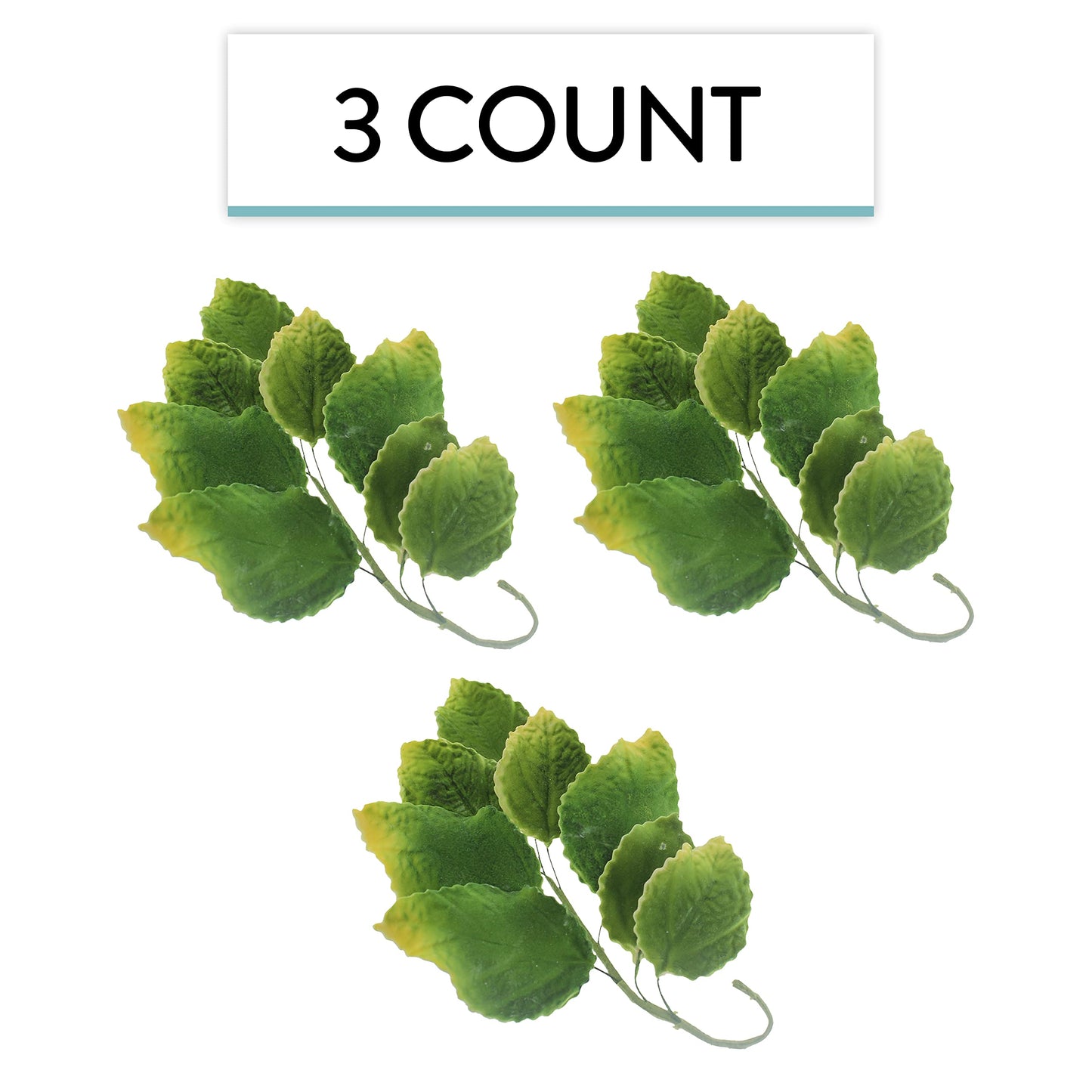 Global Sugar Art Rose Leaf Sugar Cake Flowers Spray, 3 Count, Green with Yellow