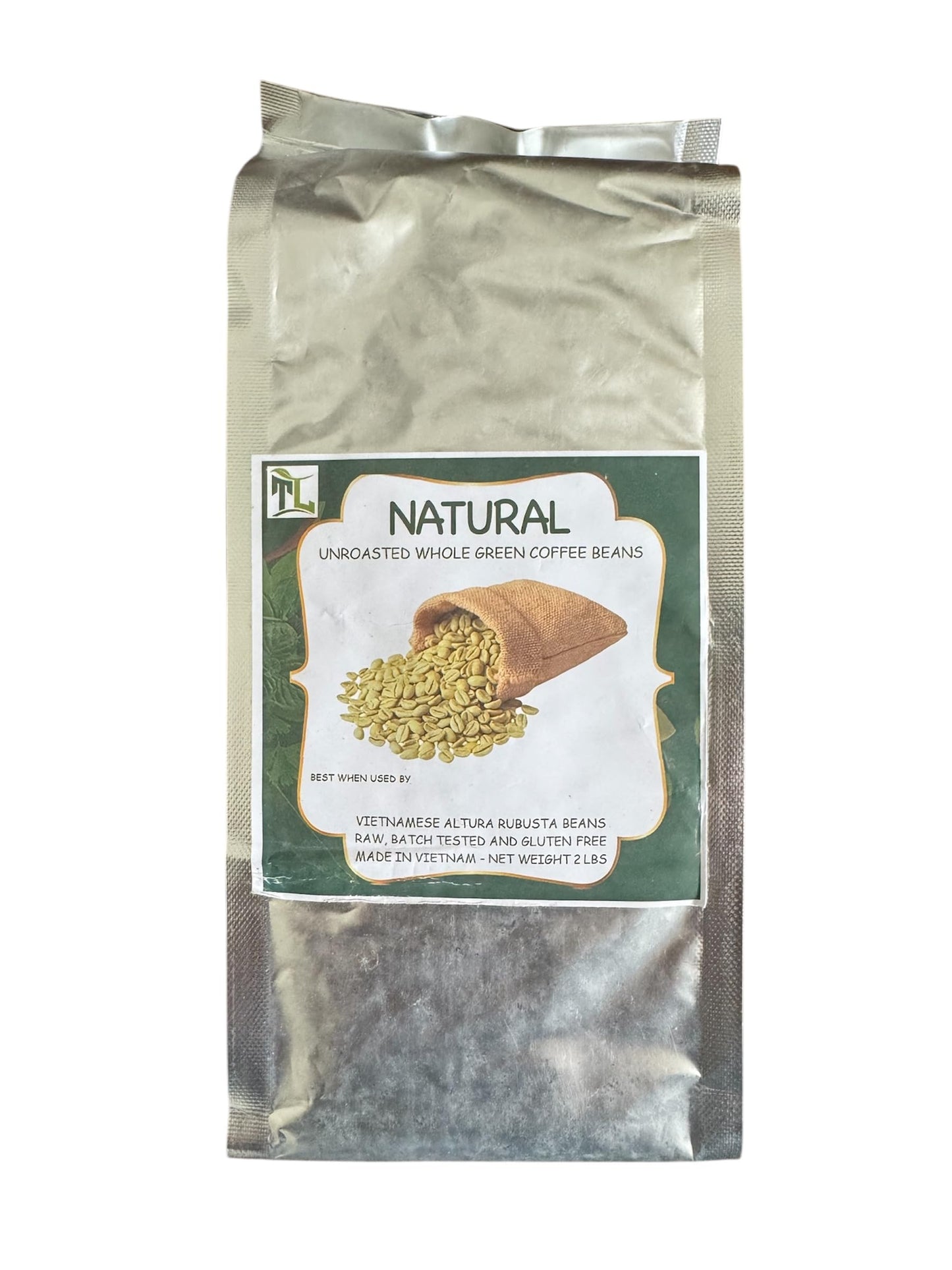Natural Vietnamese Altura Robusta Green Coffee Beans  Unroasted Whole Beans  Raw  Gluten Free  2 Pounds