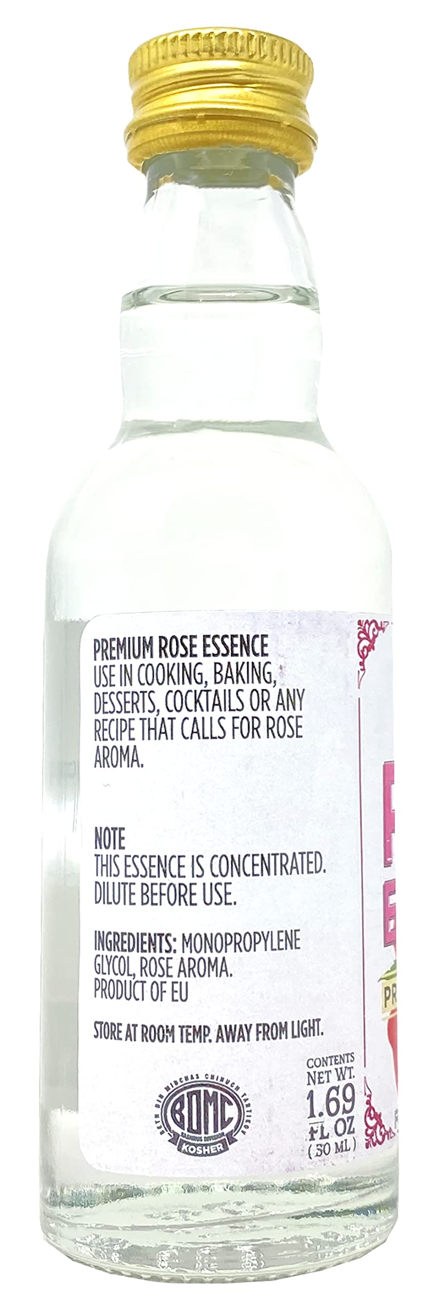 Shams Premium Concentrated Rosewater, Rose Essence 1.69 Ounce - Rose Water For Cooking, Baking, Desserts, Skincare - Gluten-Free
