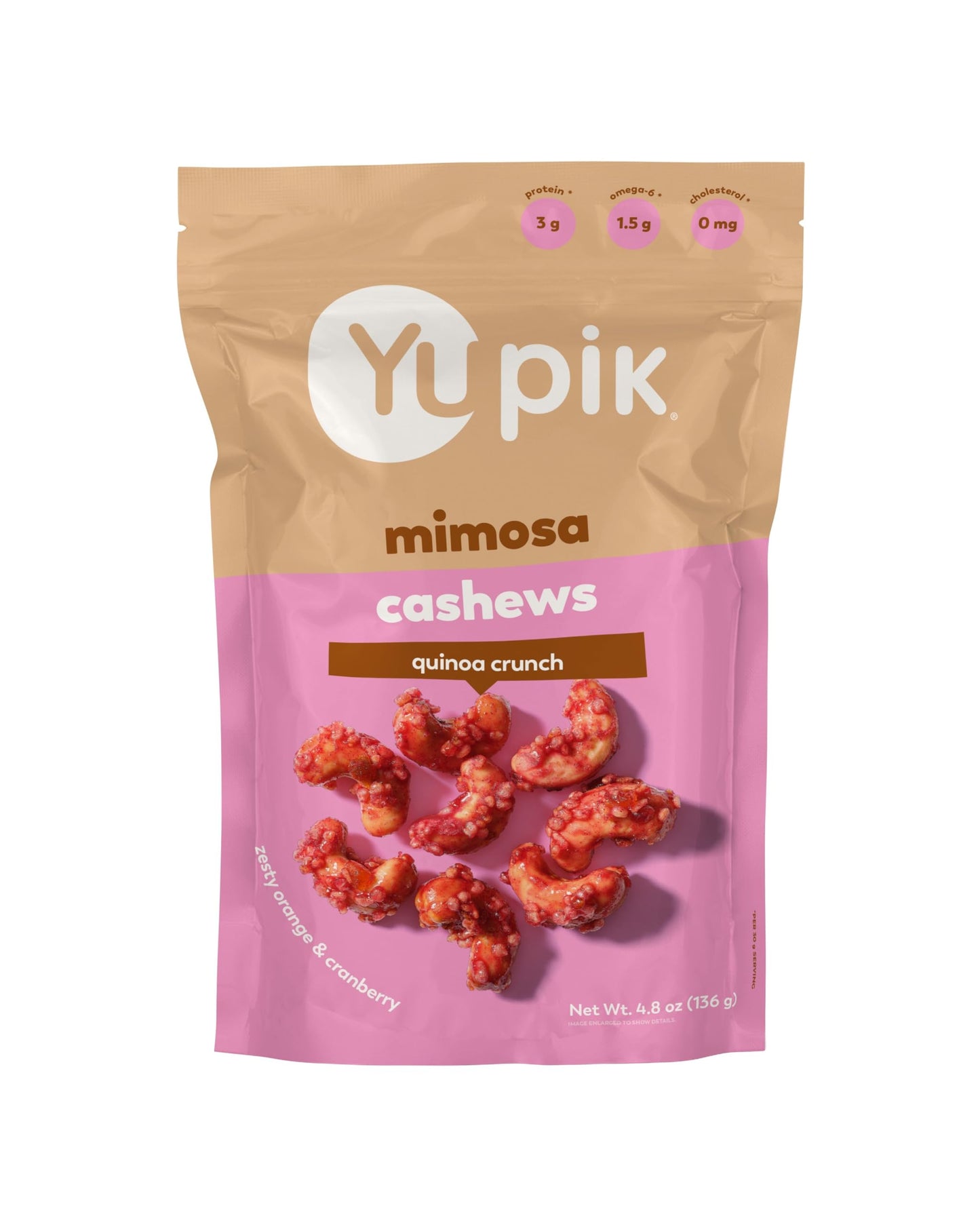 Yupik Cashews, Sweet Glazed with Puffed Quinoa, 4.8 Oz, Kosher, Brunch Flavor Snack