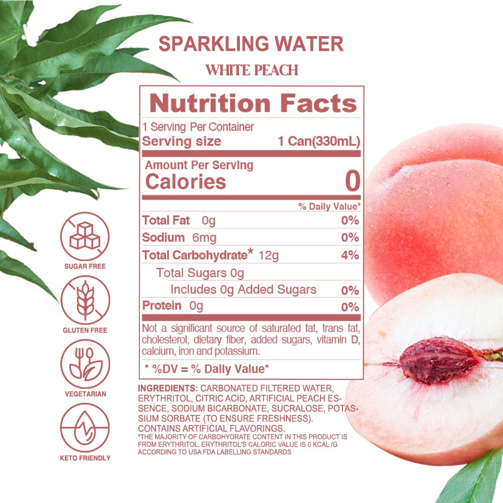 Chi Forest White Peach Sparkling Water (11.15 Oz* 24)