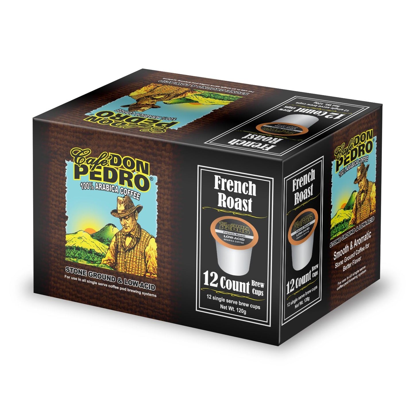Cafe Don Pedro French Roast Coffee Pods, Dark Roast 100% Arabica, Compatible with Keurig, 72 Count
