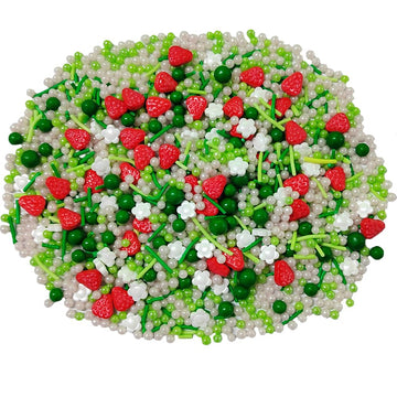Strawberry Sprinkles Edible Flower Geen And Pink Spring Sprinkles Strawberry Shortcake Cake Decorations Cookie Cake Topper Cupca
