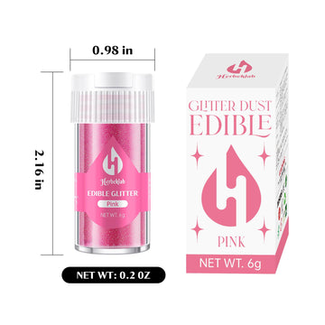 Pink Edible Glitter For Cocktails - 6G Pink Luster Dust Edible Drink Glitter Food Grade Metallic Shimmer Powder Cake Sprinkles F