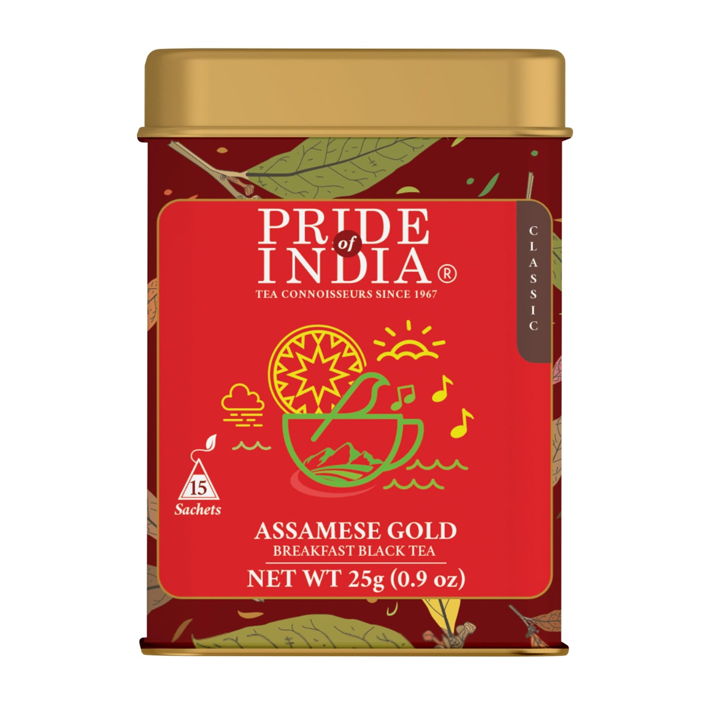 Pride Of India - Natural Indian Assam Breakfast Black Tea, 25 Count (6-Pack)