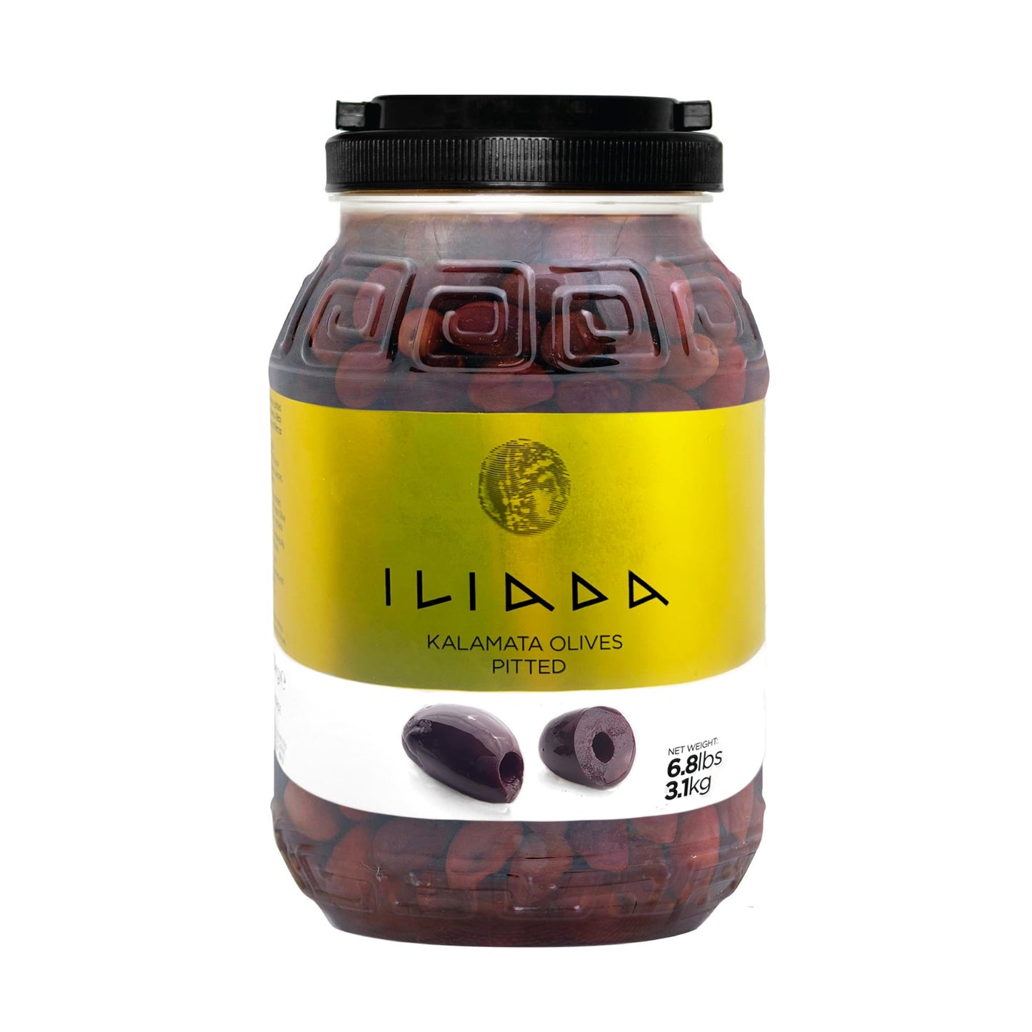 ILIADA Kalamata Pitted Olives, Net Wt 6.8 Lbs | Dr Wt 3.5 Lbs - 100% Hand-Picked & Traceable - Authentic Greek Olives in Brine