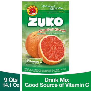 Zuko Grapefruit Instant Powder Drink | Family Pack | No Sugar Needed | Vitamin C | 14.1 Ounce (Pack of 6)