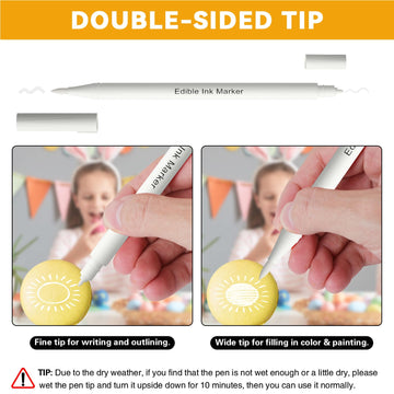3Pcs White Edible Markers For Cookie Decorating, Food Coloring Pens, Double Side Food Grade Pens With Fine & Thick Tip For Decor