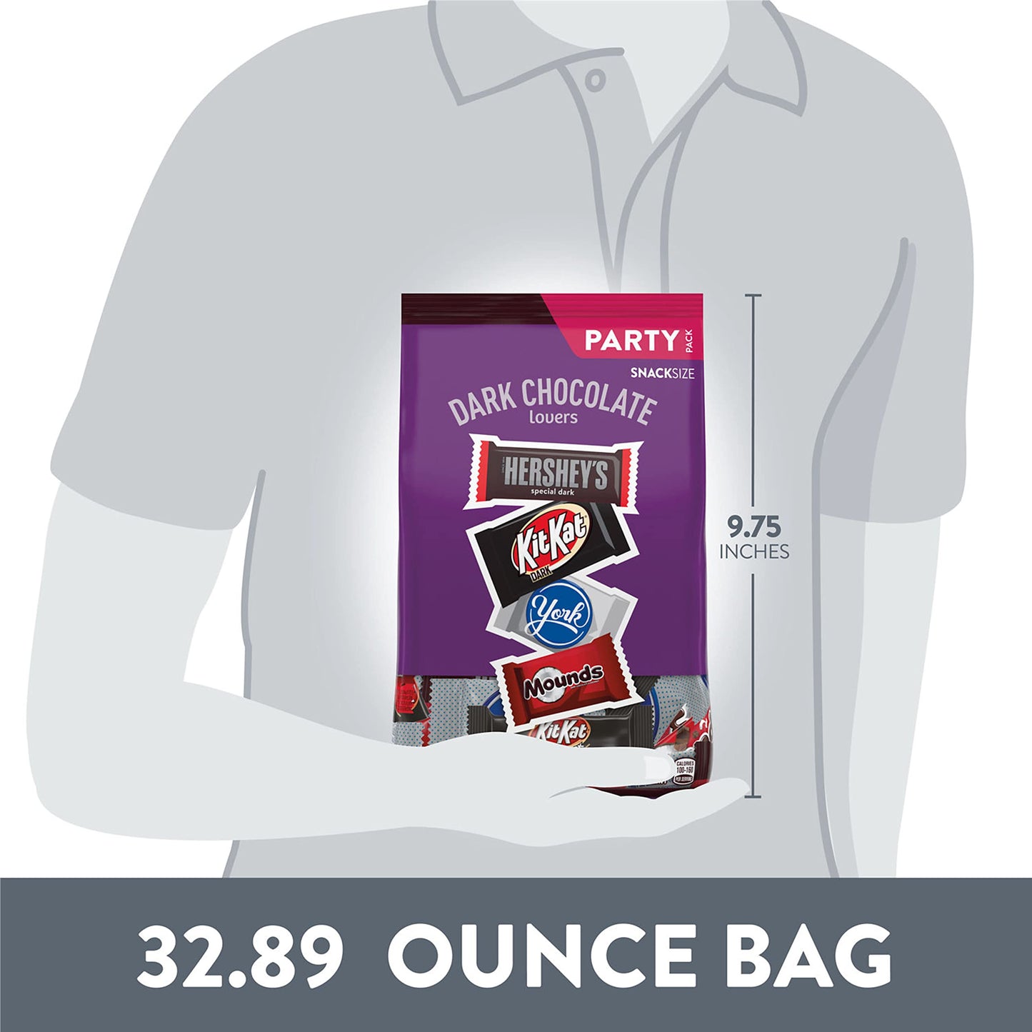 Hershey Assorted Dark Chocolate Flavored Snack Size, Candy Party Pack, 32.89 Oz