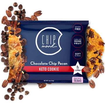 ChipMonk Keto Cookies - Chocolate Chip Pecan (6 Pack) Low Carb Keto Snacks - Gluten-Free, High Fat, Low Sugar, Ketogenic Sweet S