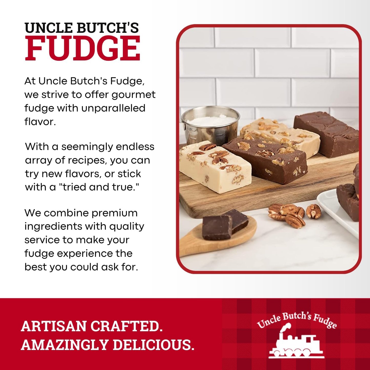 Uncle Butch'S Fudge - Creamy And Smooth Chocolate Walnut - Decadent And Delicious Handcrafted Fudge (16Oz)