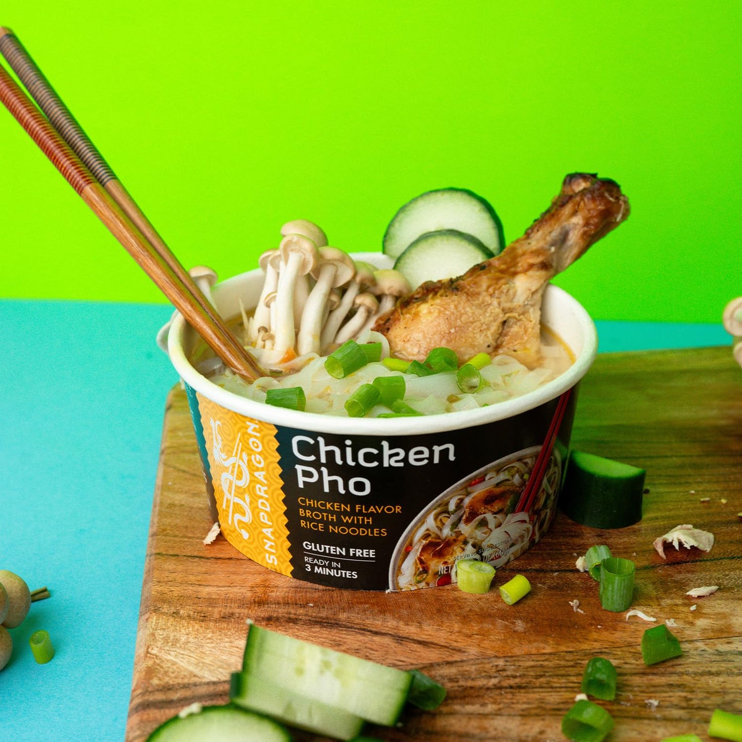 Snapdragon Chicken Pho Instant Noodle Bowl Six Pack, Rich Chicken Flavored Broth With Rice Noodles, Gluten Free, No Artificial F