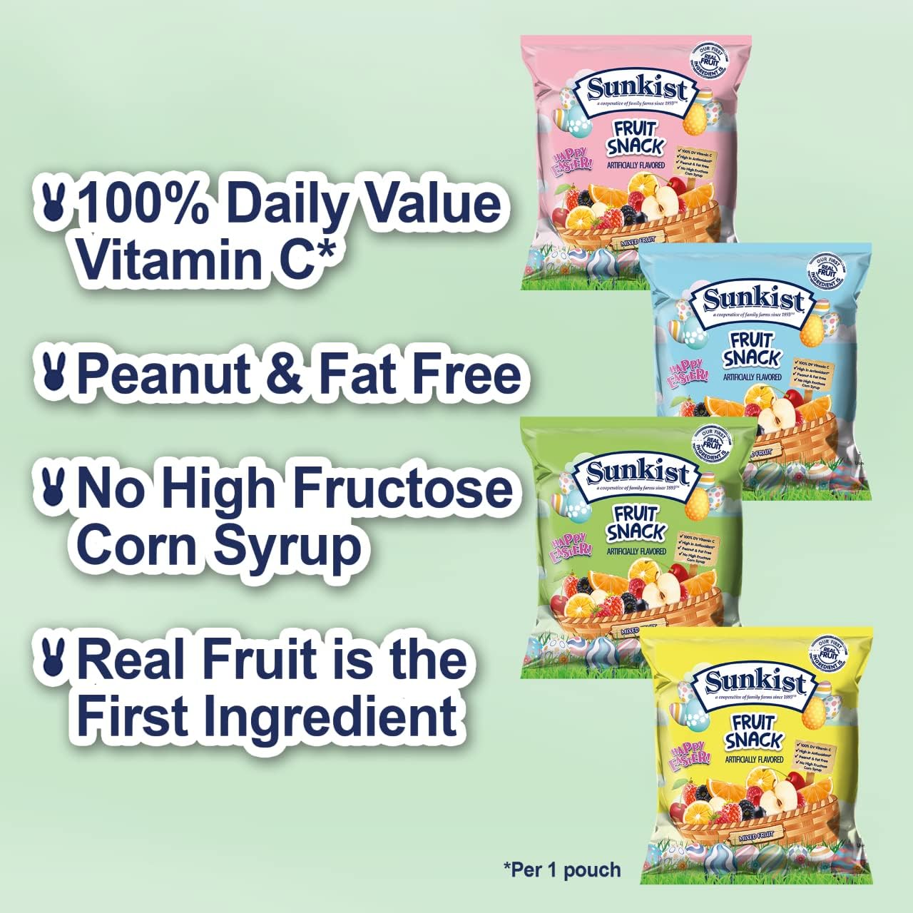 Assorted Easter Mixed Fruit Snacks - Bulk Variety Pack (80 Count) - Soft & Chewy Fruit Bites - 100% Vitamin C - No High Fructose