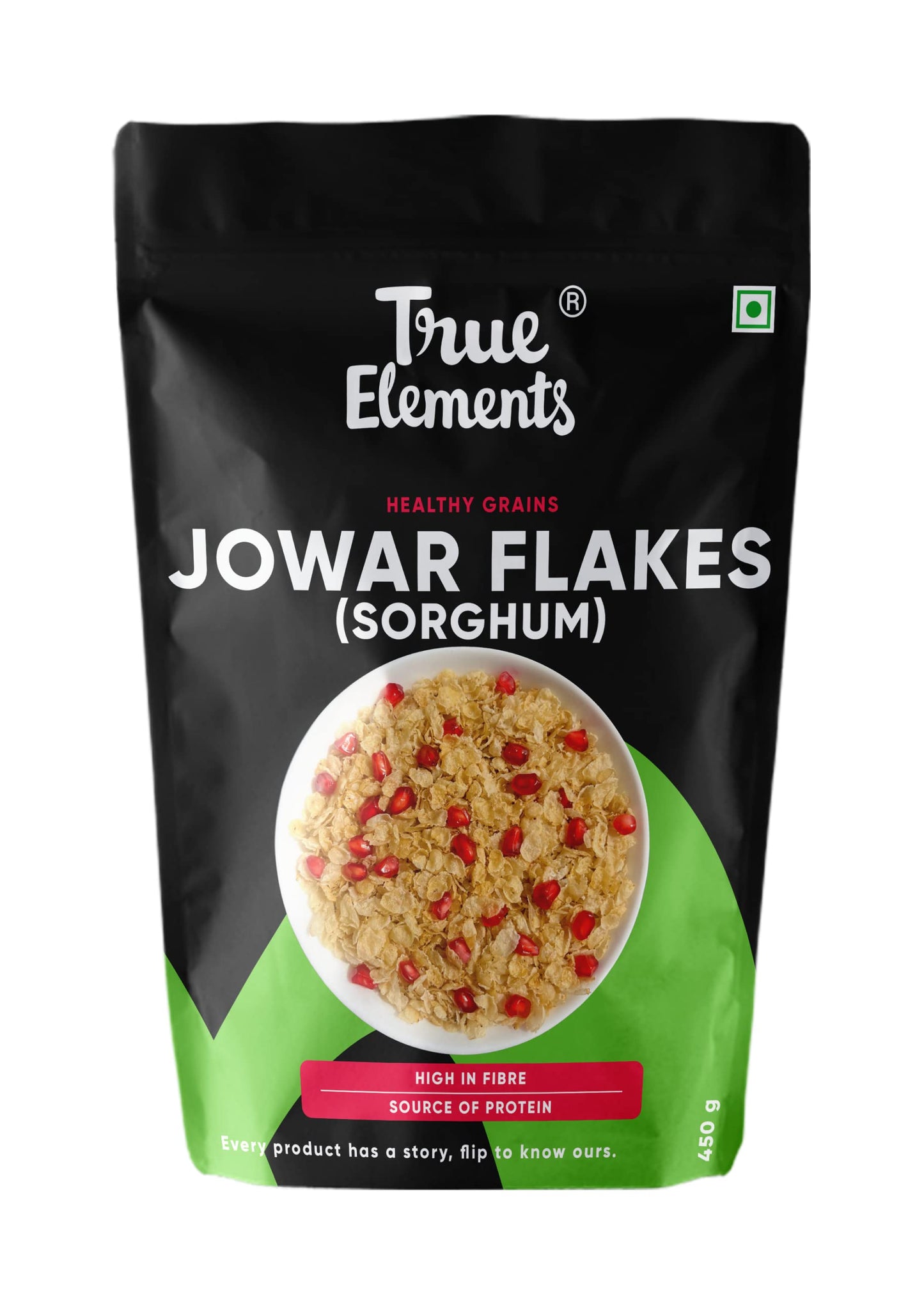 True Elements Jowar Flakes 450gm - Plain Jowar Flakes | Fiber Rich Jowar Flakes | Millet Flakes for Breakfast | Healthy Cereal f