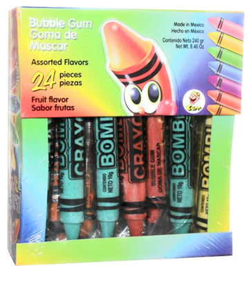 Bombi Crayon Mexican Chewing Gum 24 Individually Sealed Packs In Box - Set Of 4