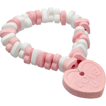 Fruidles Stretchable Valentines Heart Candy Bracelet, Multicolor Fruit-Flavored Chewables for Party Favors, 14g Bracelet (48-Pac