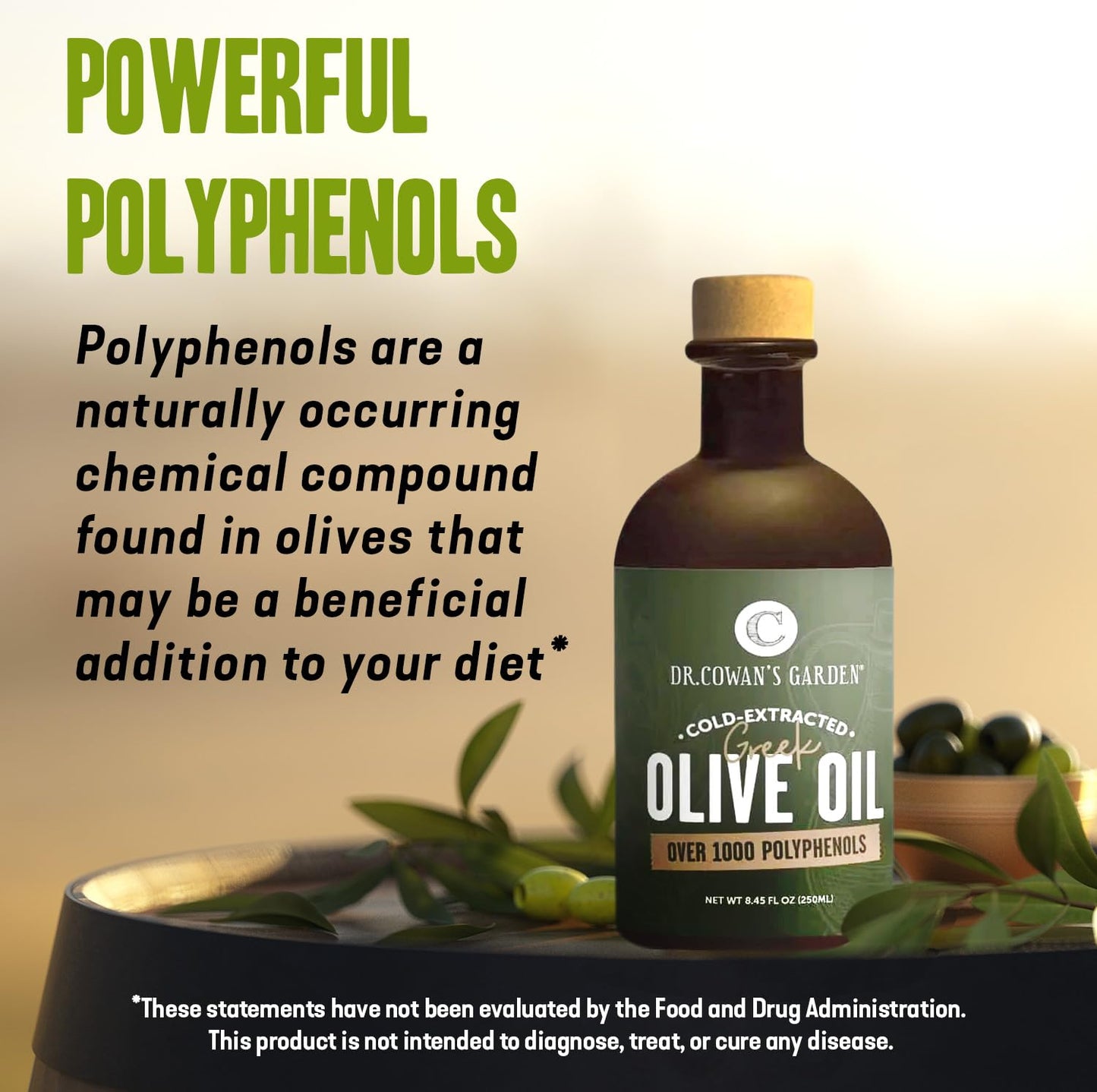 Dr. Cowans Garden 1000+ Polyphenol Greek Extra Virgin Olive Oil - Single Estate Extra Virgin Olive Oil With Highest Polyphenols