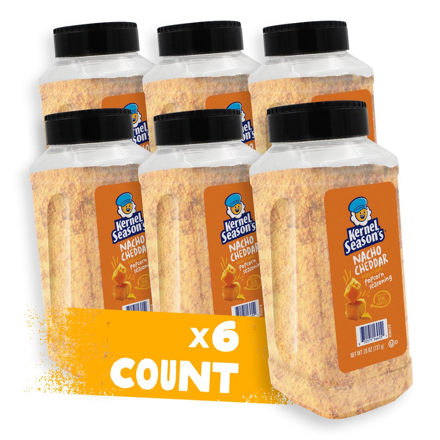 Kernel Seasons Popcorn Seasoning, Nacho Cheddar, 26 Oz, Pack of 6