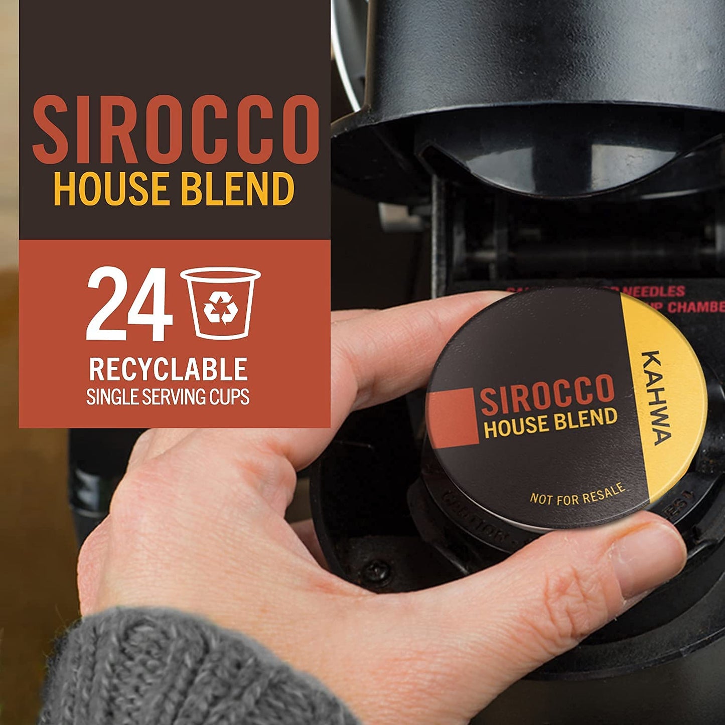 Kahwa Coffee Sirocco Medium Dark Roast Coffee Pods, 24 Count for Keurig malt-inspired, KCUPS 24CT - SIR