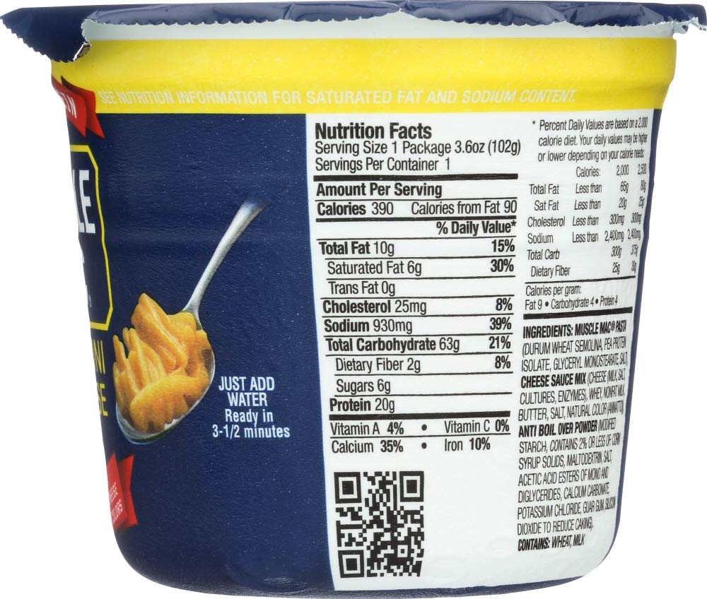 Muscle Mac High Protein Macaroni & Cheese Microwave Cup, 3 Cups