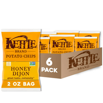 Kettle Brand Potato Chips, Honey Dijon Kettle Chips, Snack Bag, 2 Oz (Pack of 6)