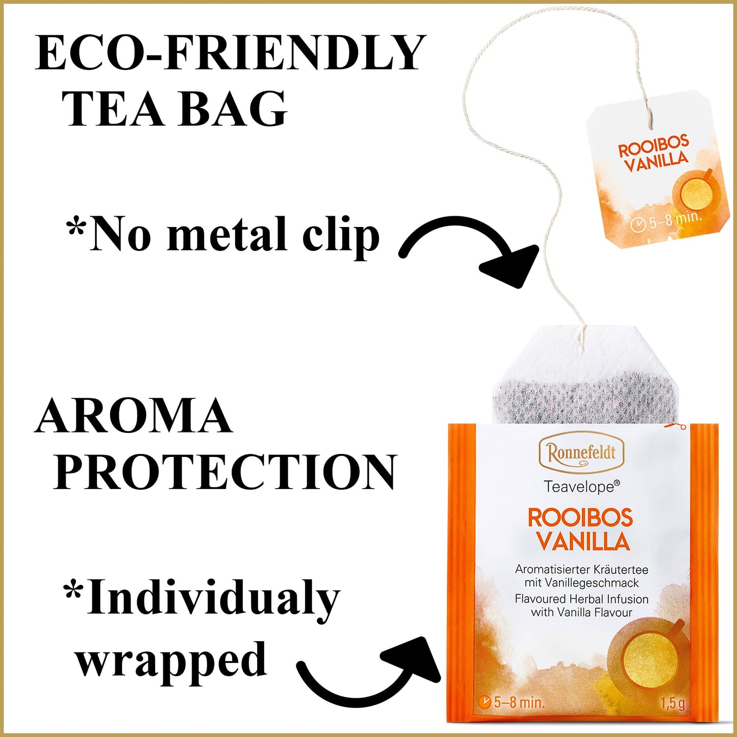 Ronnefeldt Rooibos Vanilla Chai Herbal Tea – Caffeine-Free, 25 Individually Wrapped Bags