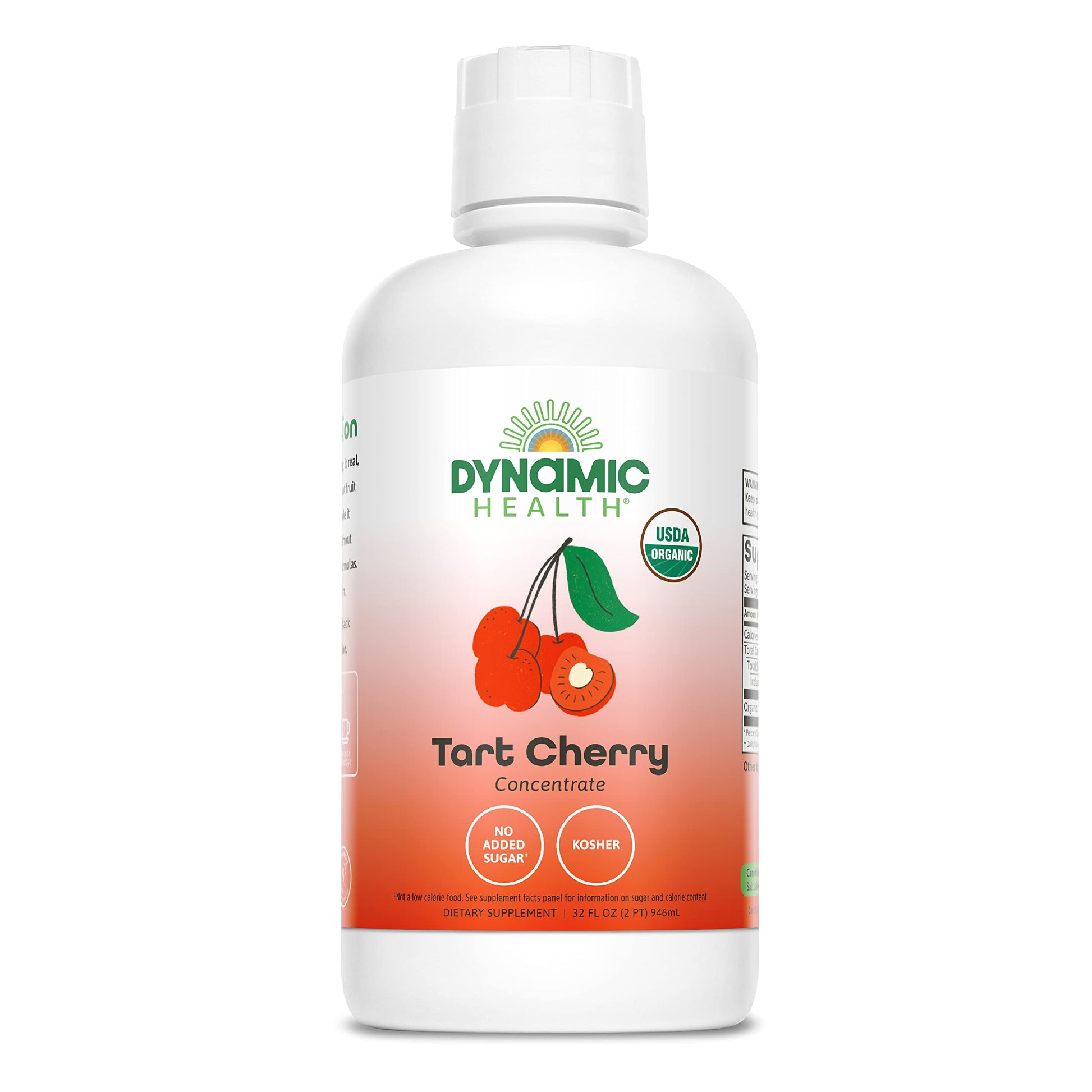 Dynamic Health Organic Tart Cherry Juice, Unsweetened 100% Juice Concentrate, Antioxidants nutrition product, No Sweeteners or Additives, Vegan, Gluten Free, BPA Free (32oz)