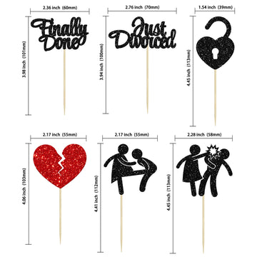 Gyufise 24Pcs Divorce Cupcake Toppers Glitter Finally Done Just Divorced Cupcake Picks Break Up Theme Cake Decorations For Bye F