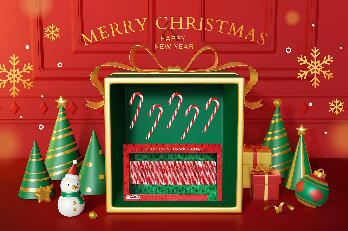 Fruidles Christmas Candy Canes Suckers, Peppermint Flavor, Individually Wrapped, 12 Count, Multi Color