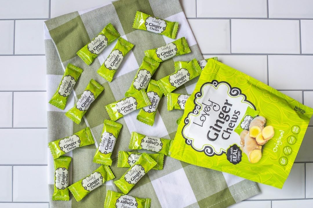 Lovely Candy Co. Original Ginger Chews, Made with Real Ginger, Individually Wrapped, 5oz (1-Pack) | Gluten-Free, Non-GMO, NO Art