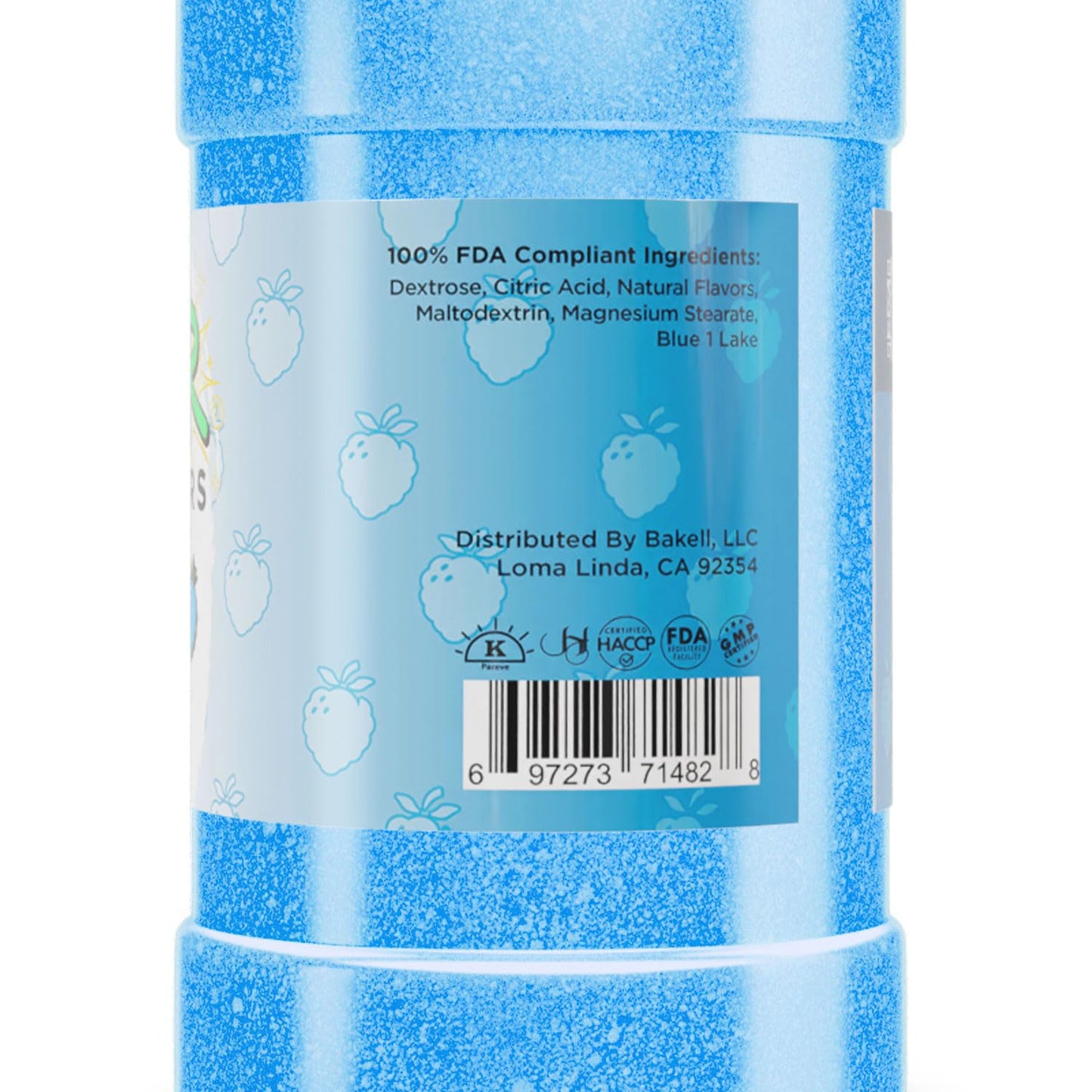 Bakell - Sour Blue Rasberry Candy Topper (85G 1X Shaker Jar) For Fruit, Food And Desserts