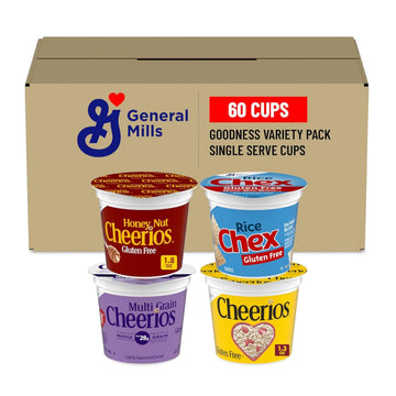 General Mills Assorted Goodness Cereal Variety Pack, Single Serve Cups, 60 Count