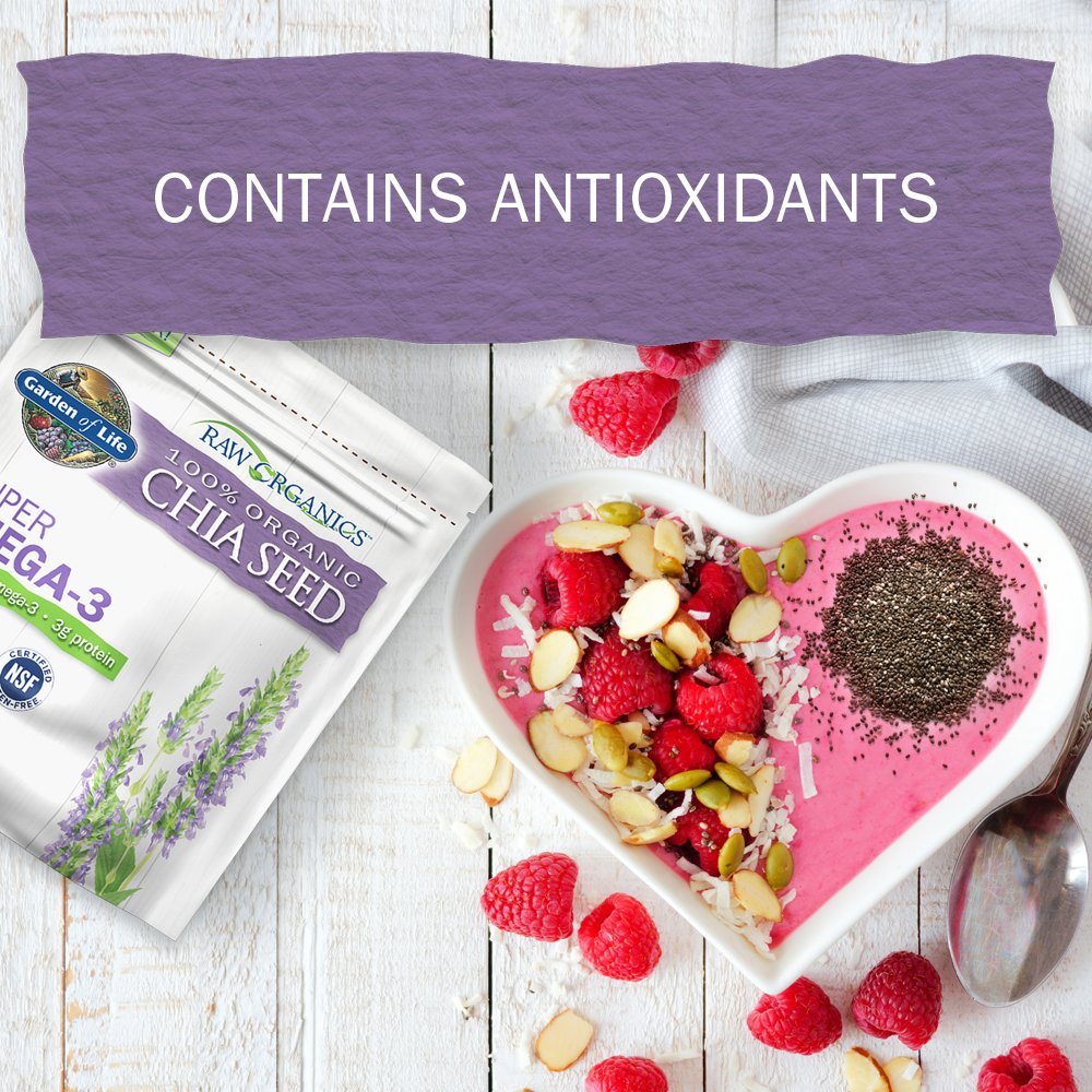 Chia Seeds 100% Organic for Smoothies, Pudding - Raw Organics Whole Seed Foods with Omega 3 Superfood, Fiber, Keto Friendly, Non