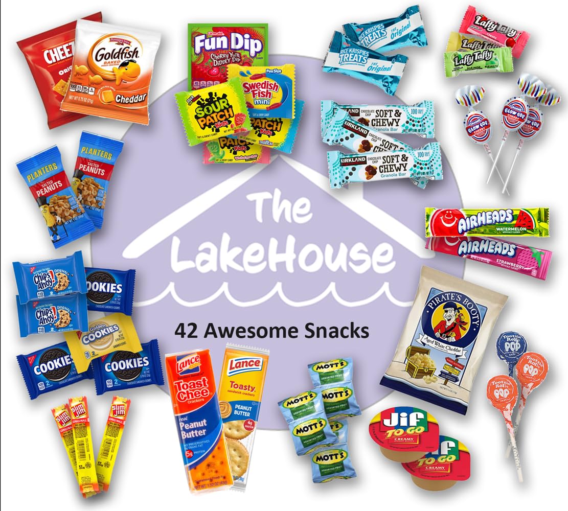 The LakeHouse Snack Box - Salty Sweet Variety Pack for Kids - 42 Count Care Package