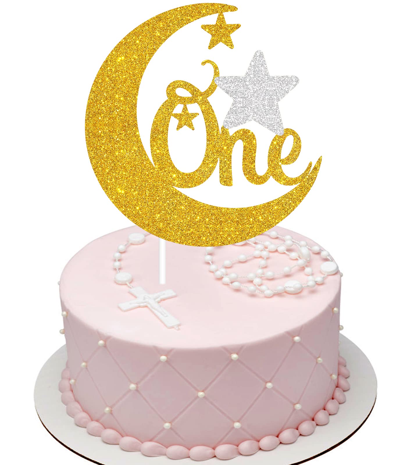 Happy Baby'S 1St Birthday Cake Topper - Twinkle Twinkle Little Star Gold Glitter First Birthday Cake Topper - Novelty Wild One Y