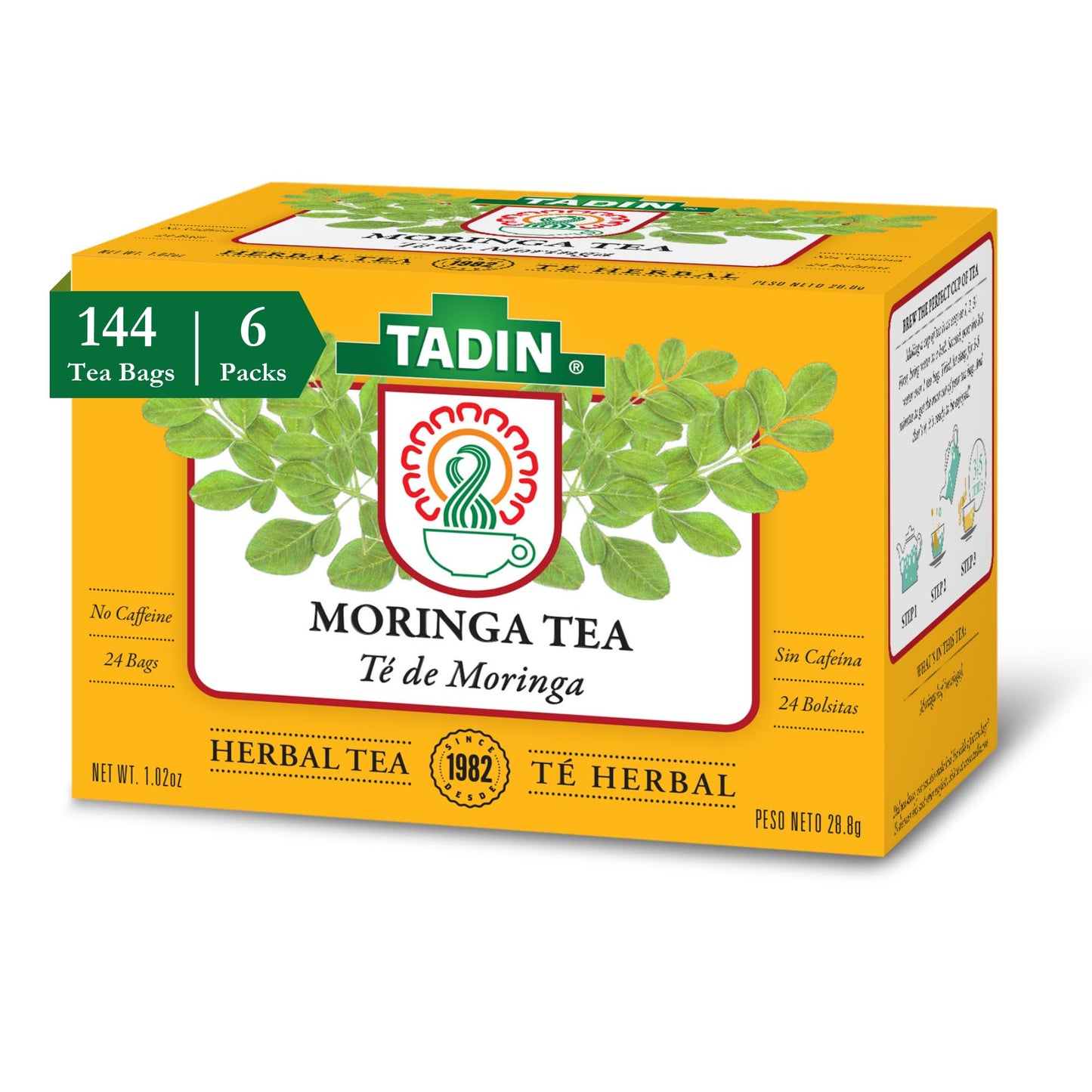 Tadin Moringa Herbal Tea  Energy Blend Free  24 Tea Bags Per Box  Pack Of 6 Boxes Total