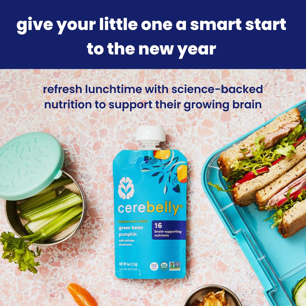 Cerebelly Organic Baby Food Pouches, Beet Carrot Blueberry Purees, 16 Nutrients, No Added Sugar, Fiber & Non-Gmo, 4Oz, 6 Pack