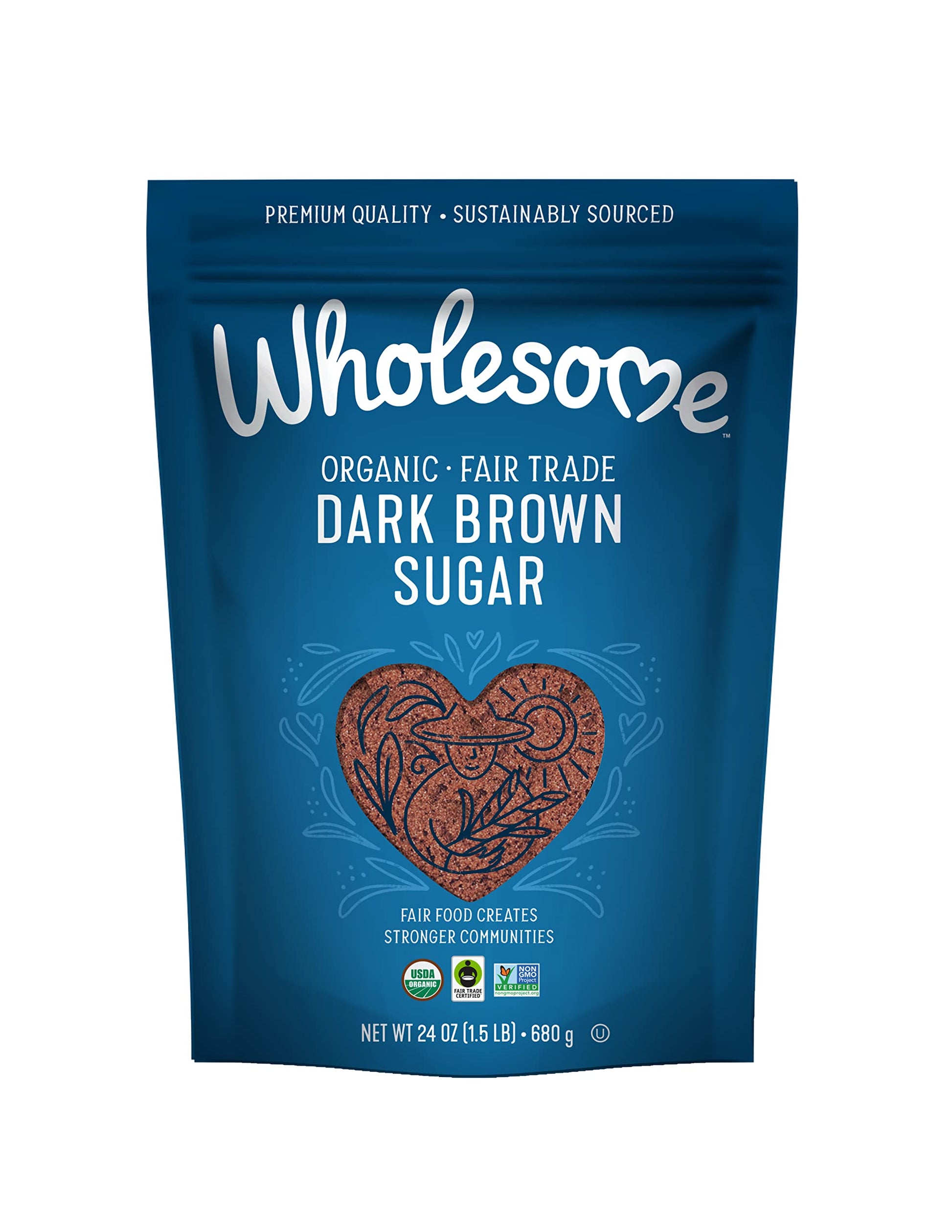 Wholesome Fair Trade Organic Dark Brown Sugar, 24oz, 6-Pack