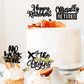 Rssta i Cupcake Toppers, Happy Retirement, Glitter, Paper, 2.4-4.5 inches, Design 3 Black, Party Decorations, 24 Pack