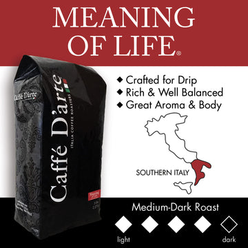 Caffe D'Arte Whole Bean Meaning Of Life Coffee, 5 Pounds