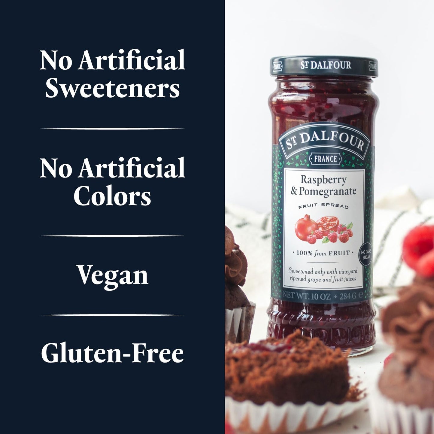 St. Dalfour Raspberry & Pomegranate Fruit Spread - 10Oz - 100% From Fruit, No Artificial Ingredients, Non-Gmo, No Cane Sugars, A