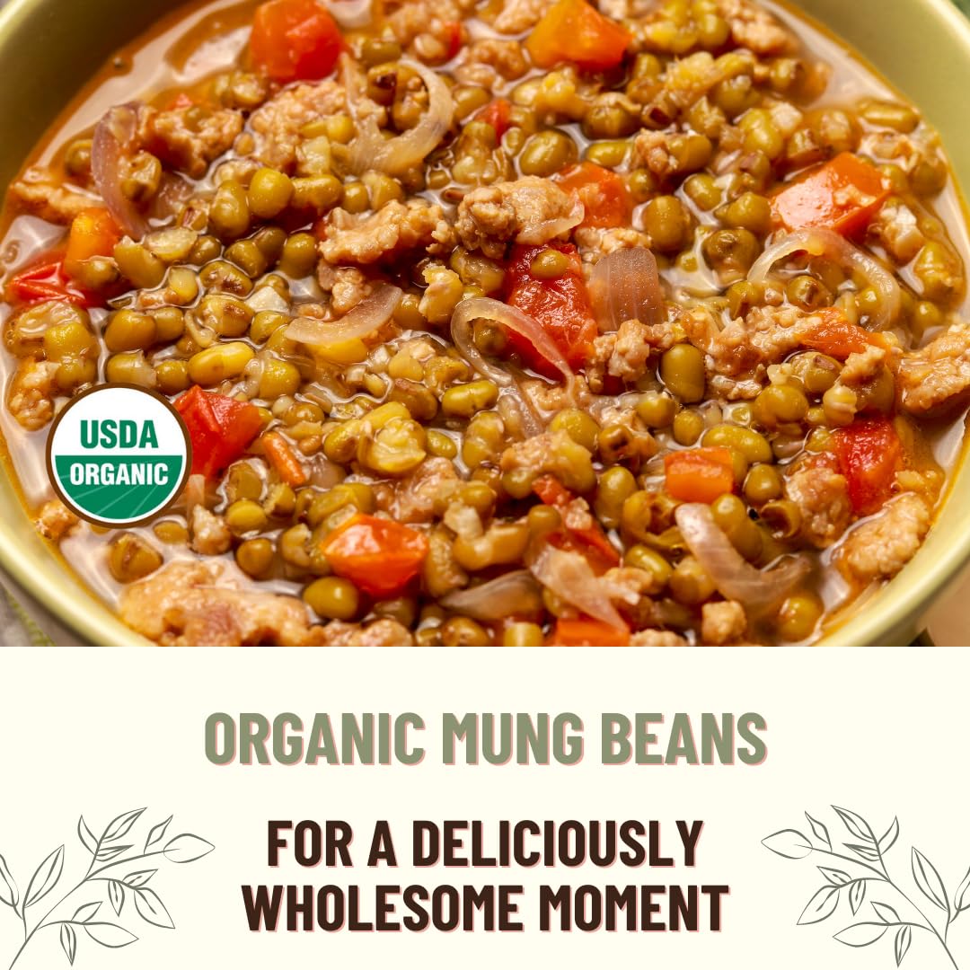 Mountain High Organics - 25 Lbs, Certified Organic Dried Mung Beans, Non Gmo, Vegan, Sproutable Whole Dried Moong Dal Beans, Pla
