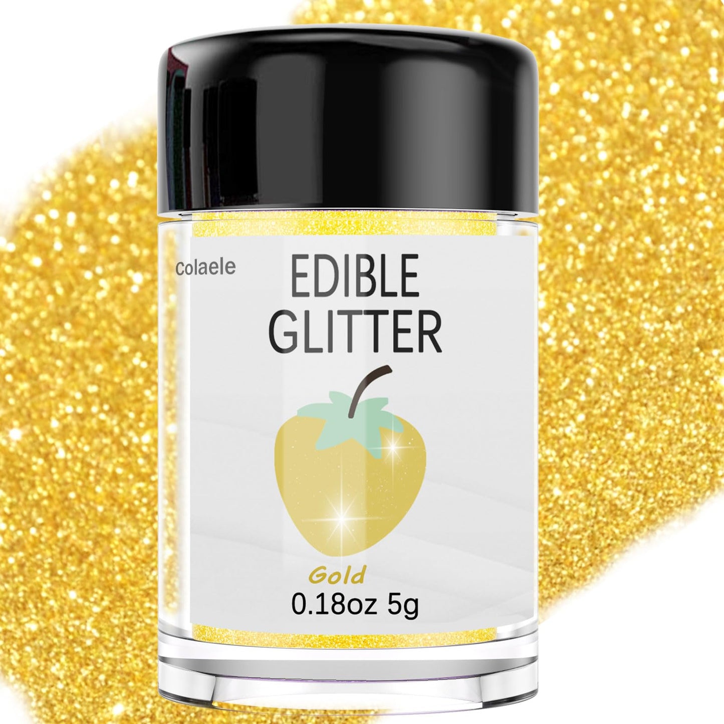 Colaele Gold Edible Glitter Powder, Food Grade Luster Dust for Cakes & Drinks, 5g