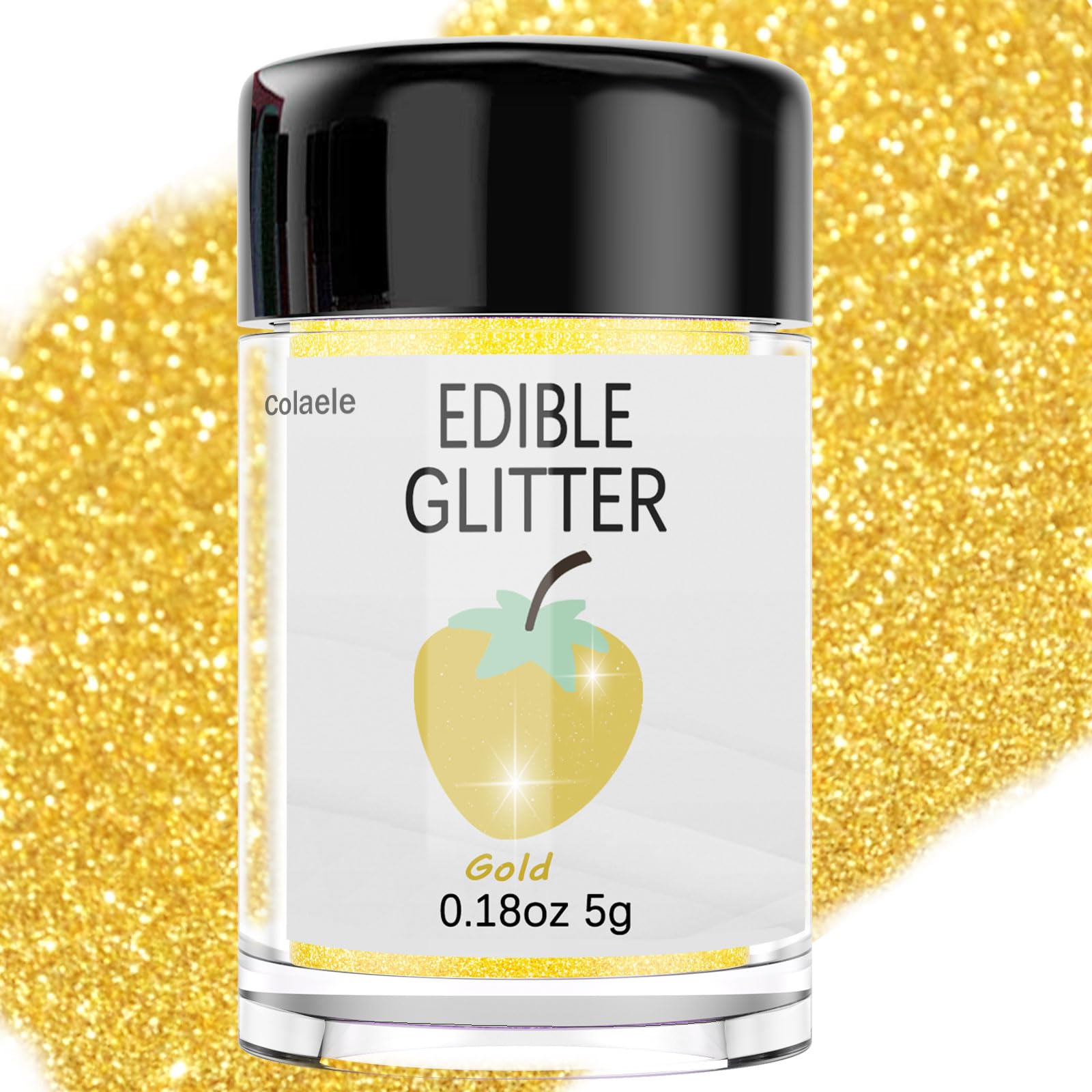 Colaele Gold Edible Glitter Powder, Food Grade Luster Dust for Cakes & Drinks, 5g